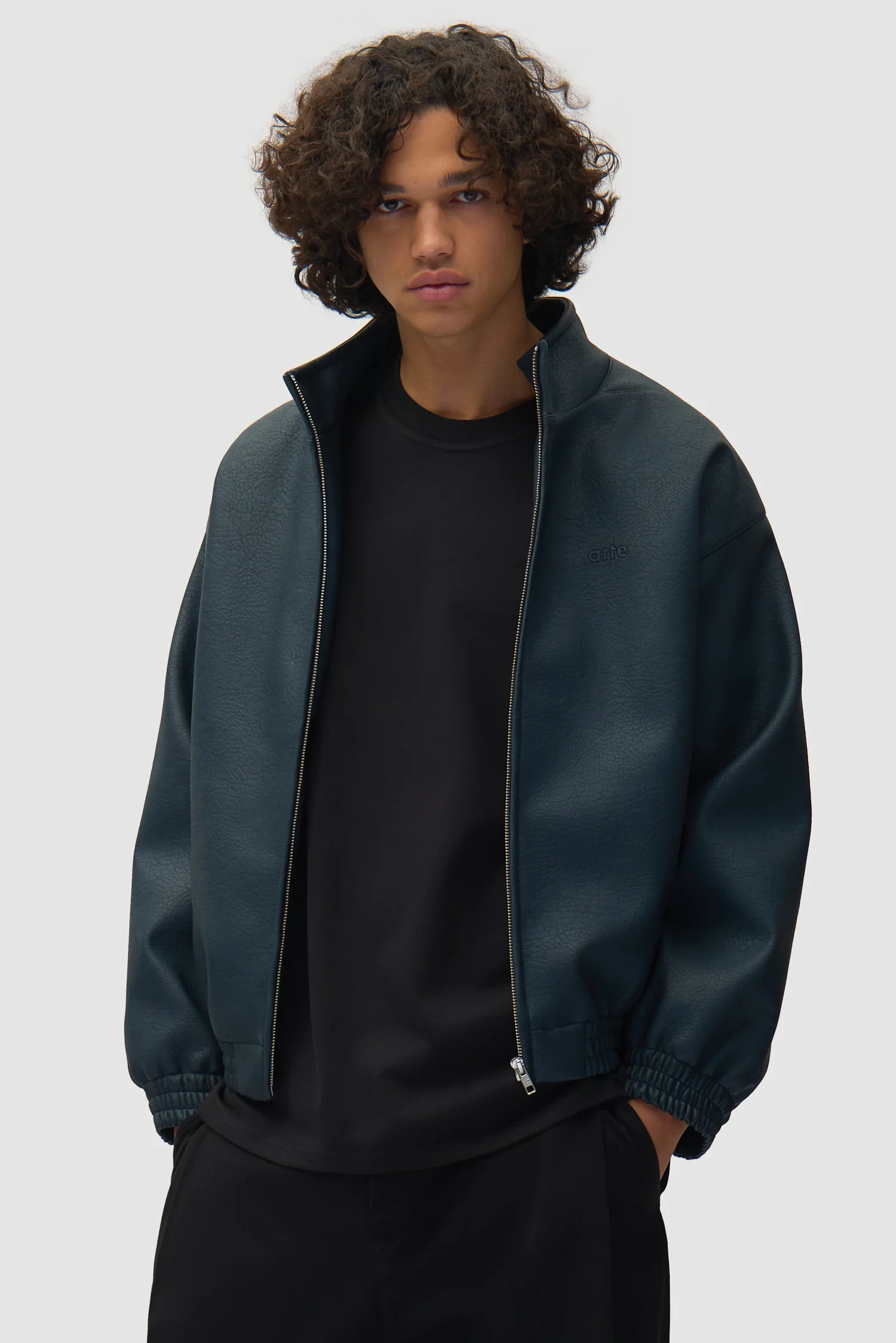 Arte for adidas Faux Leather Jacket - Navy - Image 3