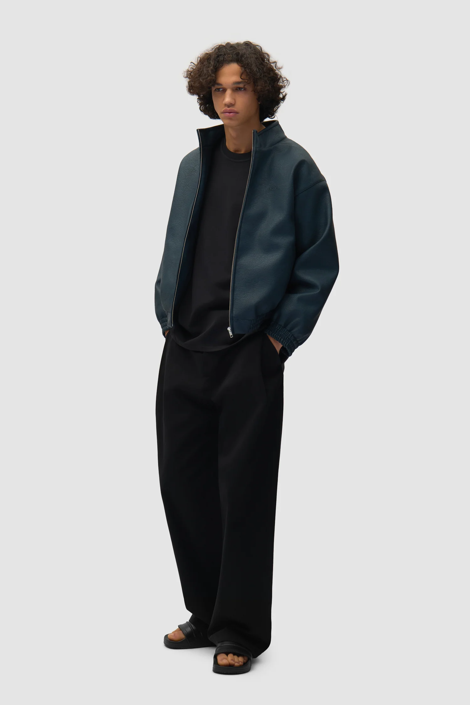 Arte for adidas Faux Leather Jacket - Navy - Image 5