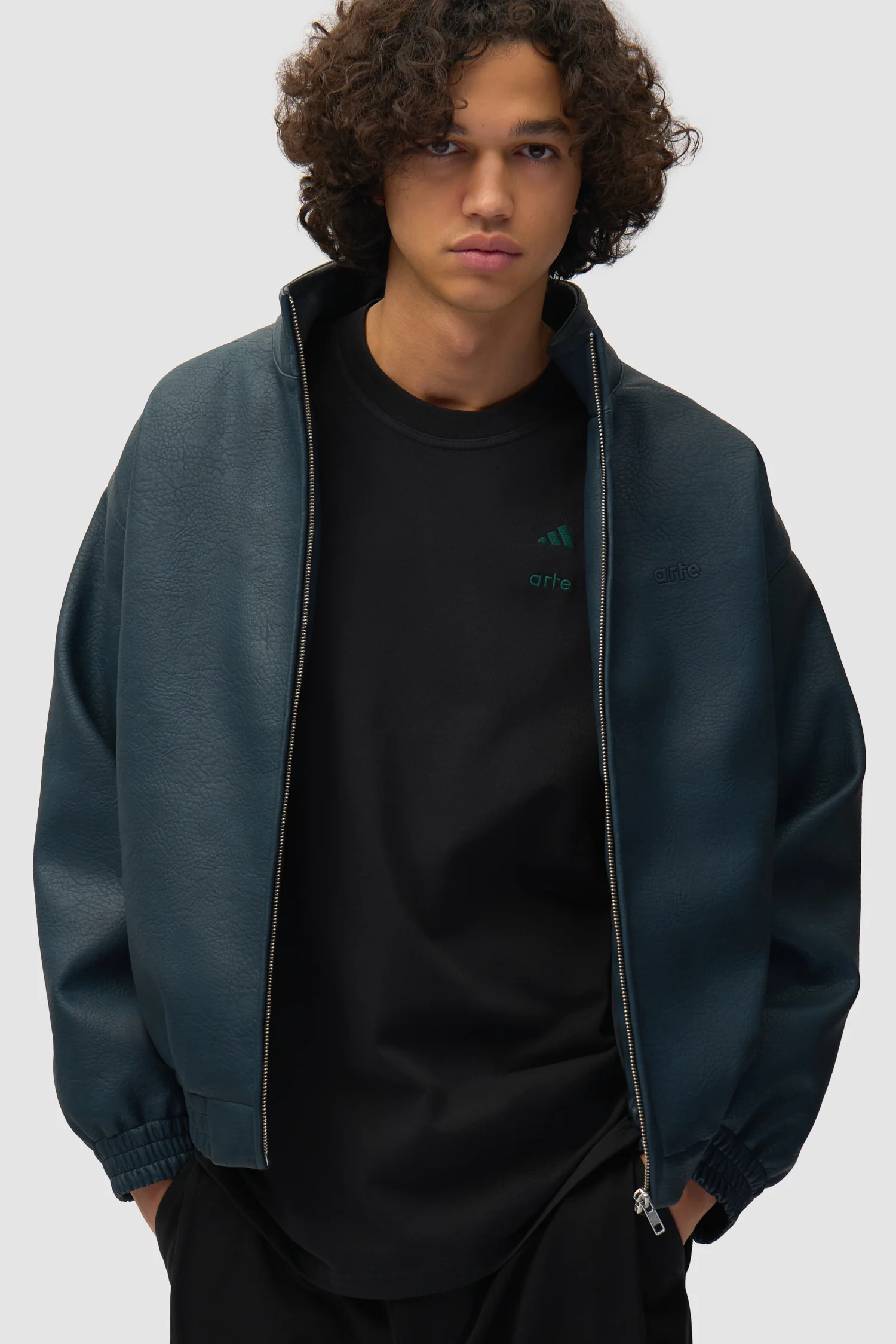 Arte for adidas Faux Leather Jacket - Navy - Image 7