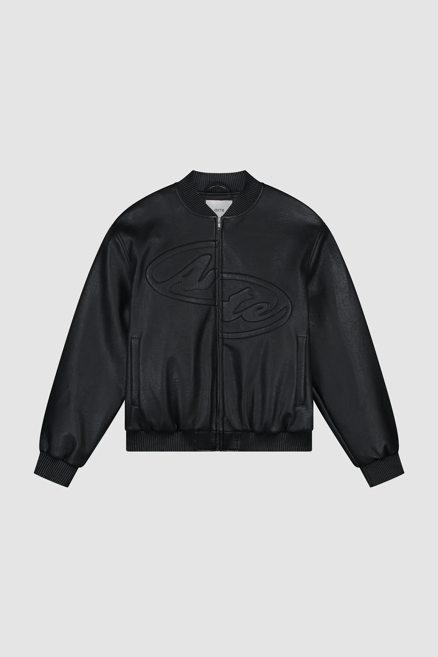Half Logo Leather Jacket - Black - Image 9
