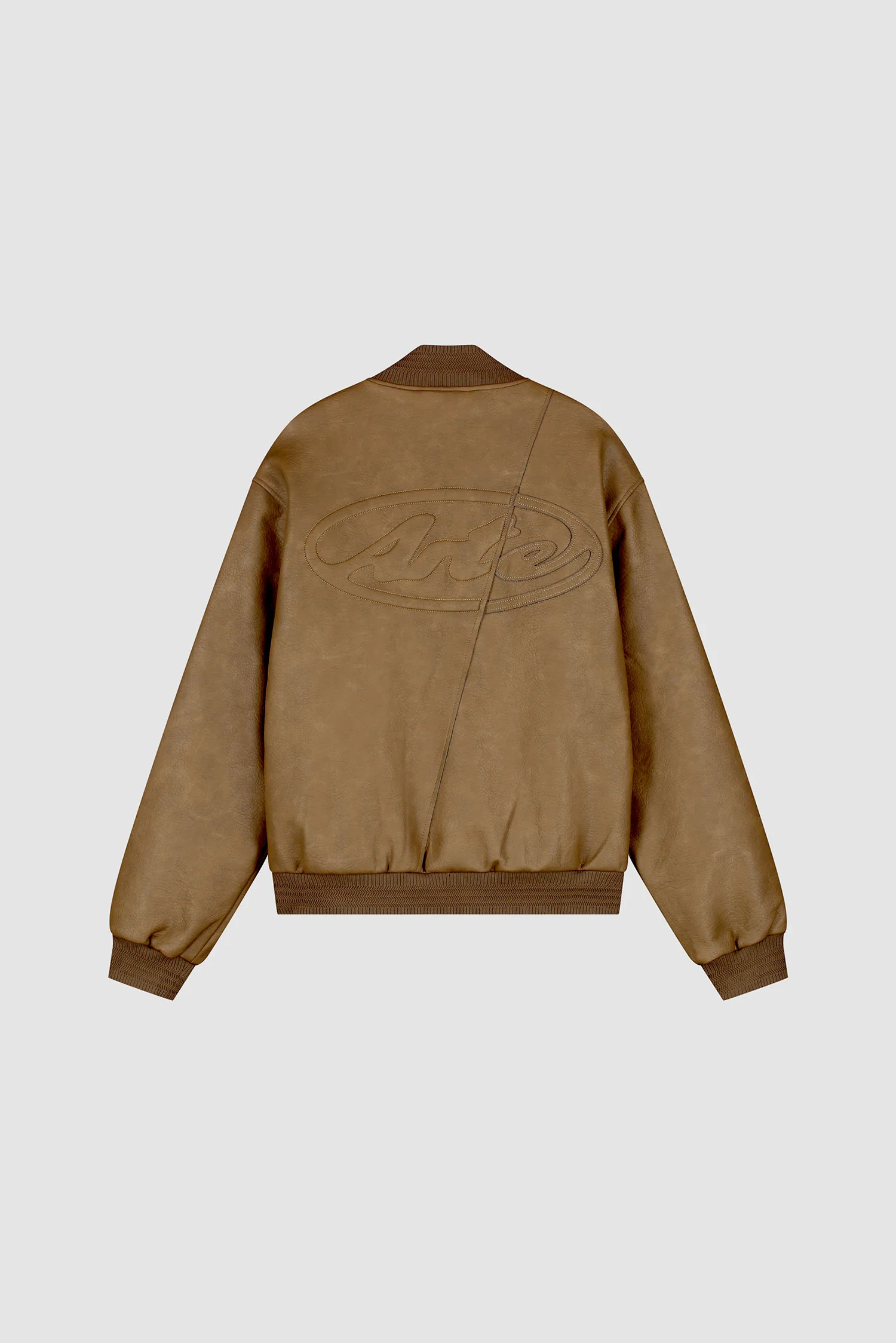 Leather Varsity Jacket - Brown - Image 11