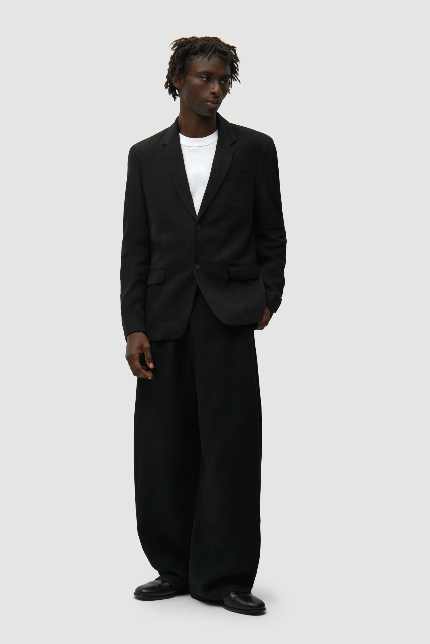 Linen Suit Jacket - Black - Image 4