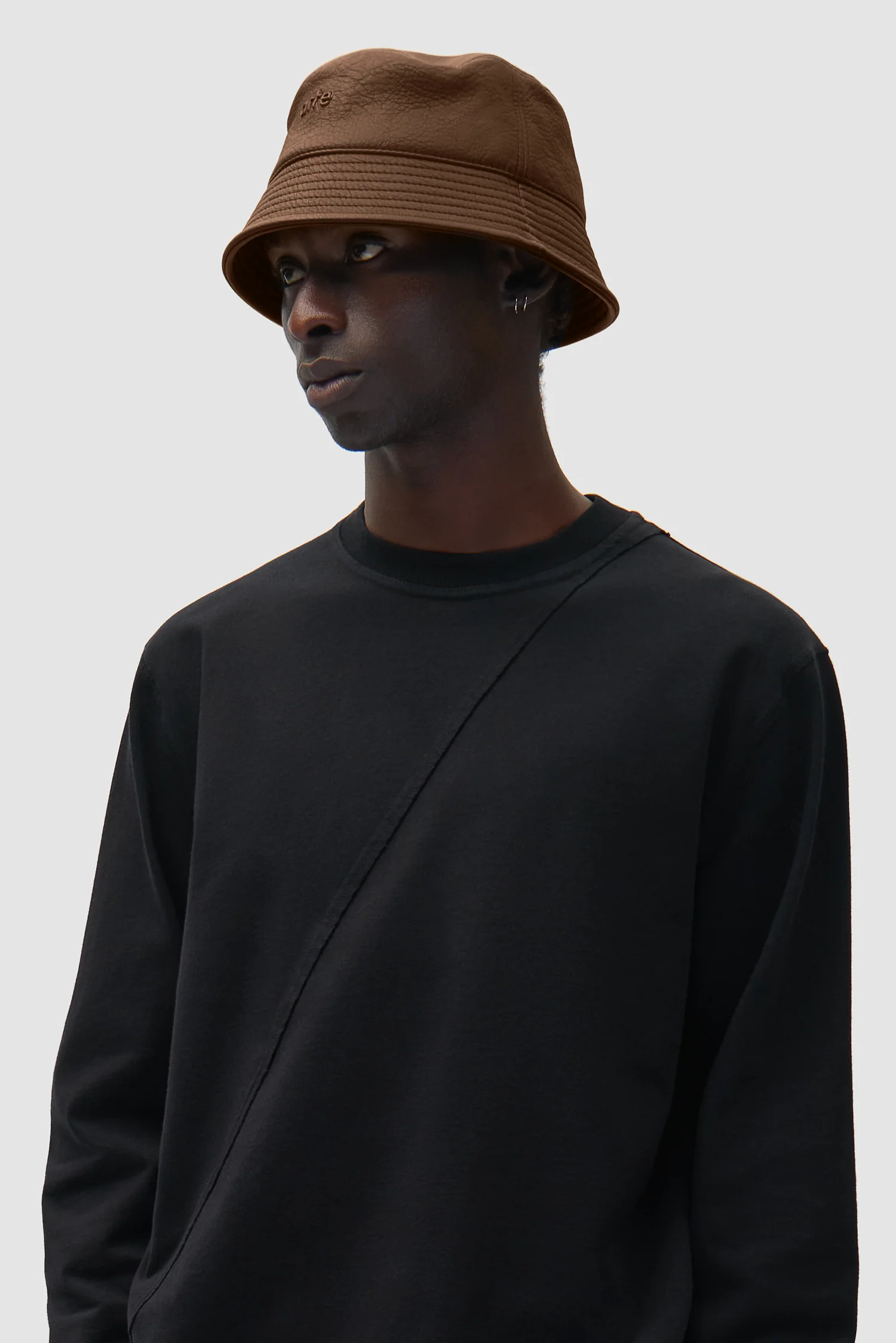 PU Leather Buckethat - Brown - Image 3