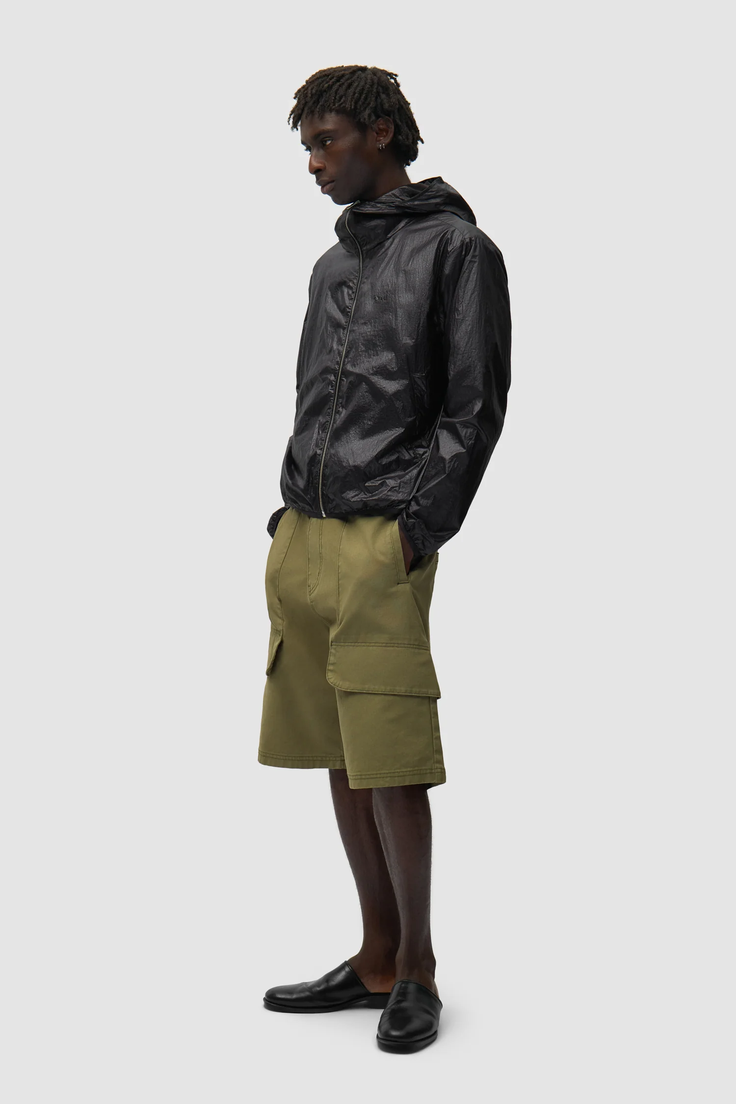 Shiny Nylon Jacket - Black - Image 5